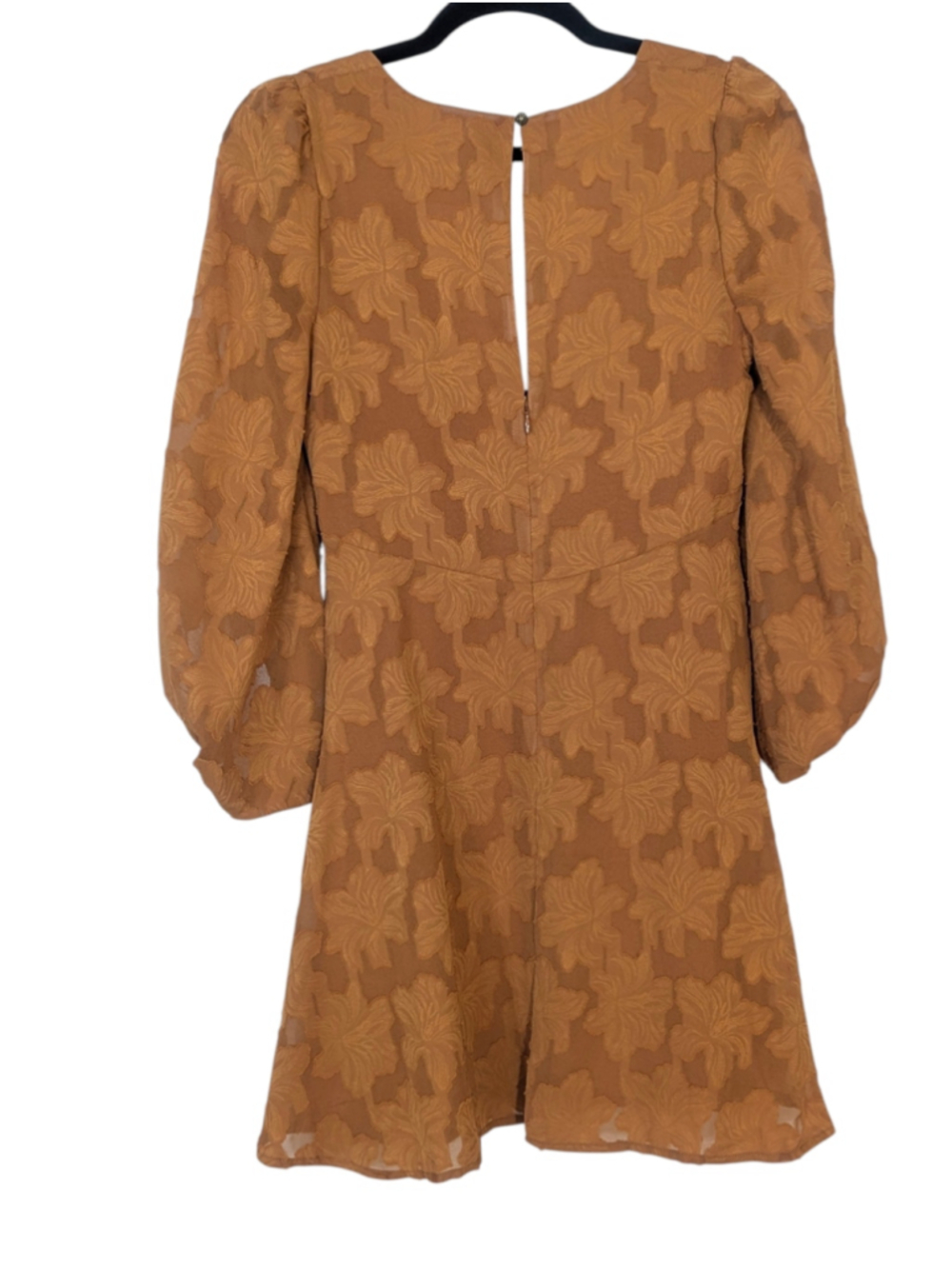 Anthropologie Jaquard Mini Dress Burnt Orange Floral Size 2 - Picture 6 of 14